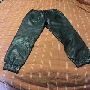 Mid rise Genuine 100% black leather jogger